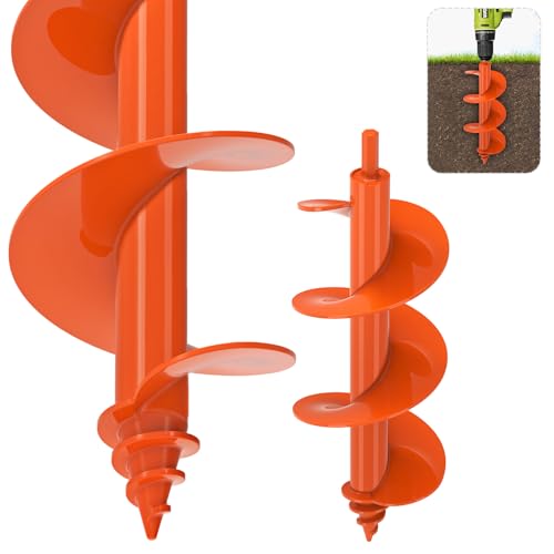 SELEWARE Auger Drill Bit for Planting 4"x12" Drill Auger for 3/8" Hex Drive - color: Orange, size: 4" x 12"