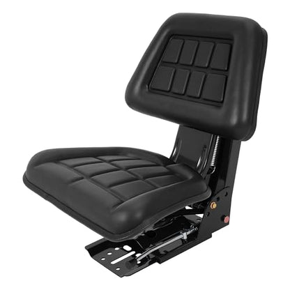 ALMULOO Universal Tractor Suspension Seat Adjustable Compatible with John Deere 5200 5210 5300 5310 5510 More Models Massey Ferguson Tractor Ford New Holland Steel Heavy Duty Black - size: Black