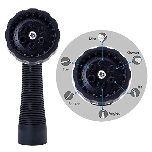 GREEN MOUNT Water Hose Nozzle Spray Nozzle, Metal Garden Hose Nozzle with Adjustable Spray Patterns, Perfect for Watering Plants, Washing Cars and Showering Pets - color: Silver