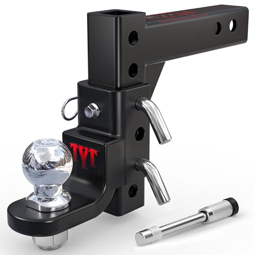TYT Adjustable Trailer Hitch Ball Mount, 2" Towing Ball 7500 LBS, 9-1/2" Drop and 8-1/4" Rise, Fits 2-in Receiver with 2 Pin&Clips and 5/8" Premium Pin Lock for Heavy Duty Truck - size: Drop Hitch with 2" Ball, 9-1/2" Drop & 8-1/4" Rise