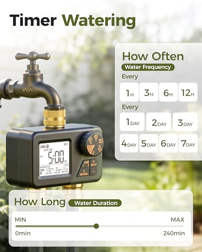 Diivoo Brass Hose Timer 2 Outlet, Sprinkler Timer for Garden Hose - size: 2 Zone
