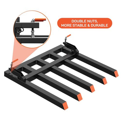 Clamp-On Debris Forks for 48-Inch Bucket, 2500 LBS, 5 Tines