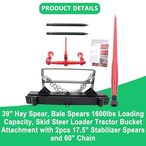 ALL-CARB 39" Hay Spear, Bale Spears 1600lbs Loading Capacity
