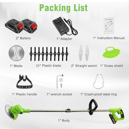 3-in-1 Cordless Weed Wacker: 21V Battery Powered Weed Eater - color: Green