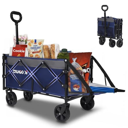 Foldable Wagon with Tailgate,12 lb Lightweight Small Utility Cart - color: Navy Gray