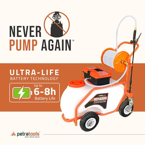 PetraTools 14000 Push Cart Battery Powered Sprayer, 7 Nozzles (14 Gallon)
