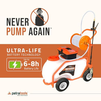 PetraTools 14000 Push Cart Battery Powered Sprayer, 7 Nozzles (14 Gallon)