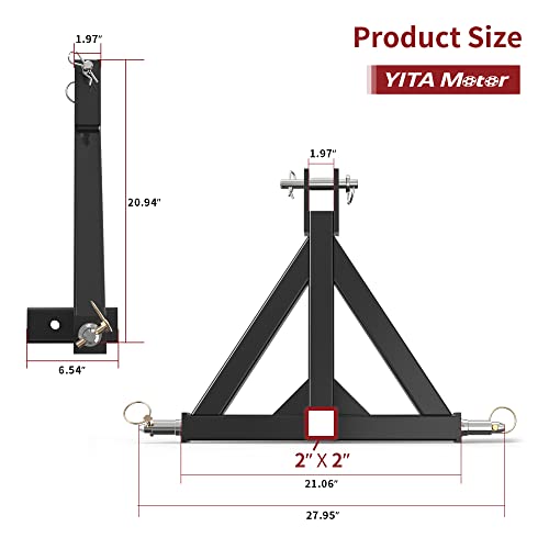 YITAMOTOR 3 Point Trailer Quick Hitch with 2" Receiver for CAT 1 Tractor - color: Black