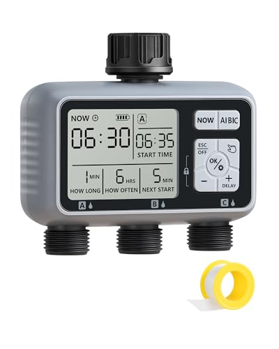 DEWENWILS 3 Zone Sprinkler Timer, Automatic Garden Watering System - color: 3 Zone - Gray