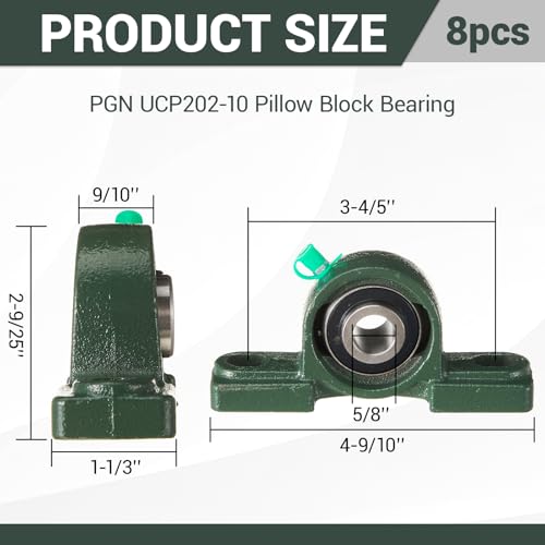 Gisafai 8 Pcs UCP202-10 Pillow Block Bearing with 5/8" Bore - style: UCP202-10