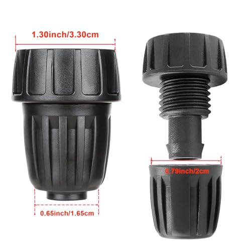 10 Pcs 1/2 Inch Drip Irrigation Tubing to Faucet/Garden Hose Adapter, 3/4" FHT to 1/2" (1/2" ID x0.6-0.65" OD) Drip Irrigation Fittings (25PSI+2Pack) - size: 25PSI+2Pack