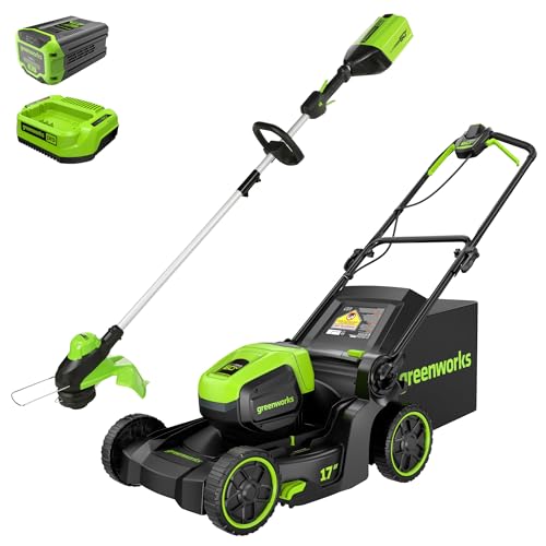 Greenworks 60V 17in Mower, 13in Trimmer, 4.0 Ah Battery Kit - size: w/Trimmer+4.0Ah Battery