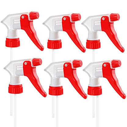 Trigger Spray Nozzles 6 Pack, Adjustable Leakproof Replacement Heads | Plastic Heavy Duty Sprayer, Spray Heads for Universal Plastic Bottles - color: Red