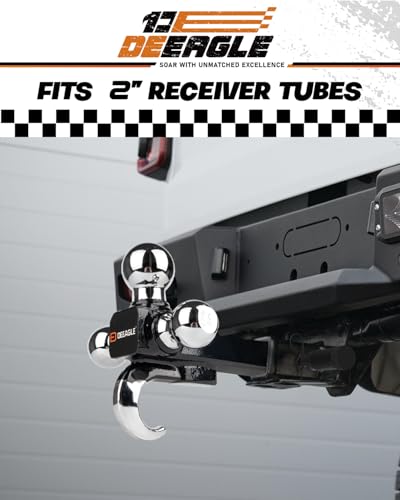 DEEAGLE 3 Ball Hitch with Hook, Tri Ball Hitch with 3.5” Hitch Pin Lock - style: Ball Hitch with Lock