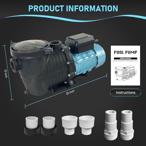 Variable 3-Speed Pool Pump 230V 1.5HP 5880GPH Programmable Pump - color: Blue