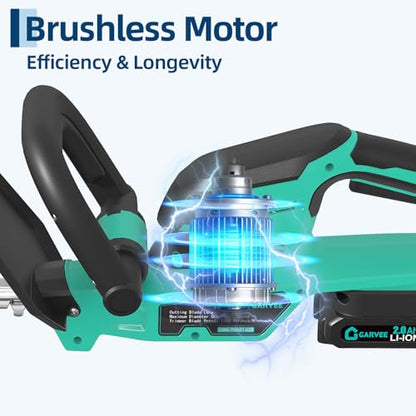 Garvee 22.4" Brushless Cordless Hedge Trimmer, 3000 SPM Dual Action Blade