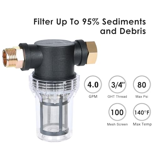 STYDDI Garden Hose Sediment Filter for Well Water, Inline Garden Filter