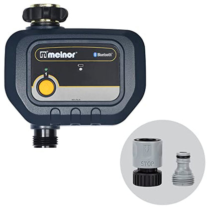 Melnor 65182AMZ Bluetooth Hose Timer, 1-Zone Programmable Watering Timer, Quick Connect Bundle, Black, Yellow - style: 1- Valve