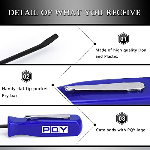 Mini Pocket Pry Bar with Pocket Clip 4.5" Length 3pcs (Blue) - color: blue