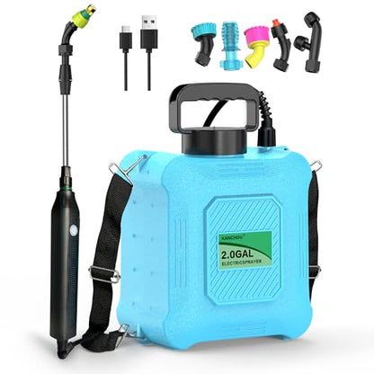 2-Gallon Battery-Powered Sprayer,6 Nozzles,2 Spray Modes, Telescopic Pole