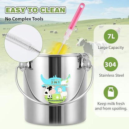 Upgraded 2-in-1 Goat Milking Machine 7L, Vacuum Pulsation Milker