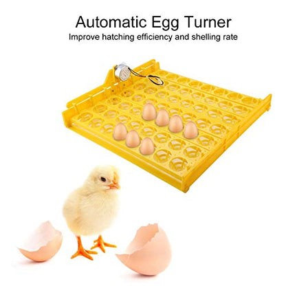 Pssopp Digital Egg Incubator, Automatic Turning Temperature Control Hatching Machine for Home Farm Yellow ABS Plastic 56 Egg Capacity 43 x 41.5 x 4.6 cm
