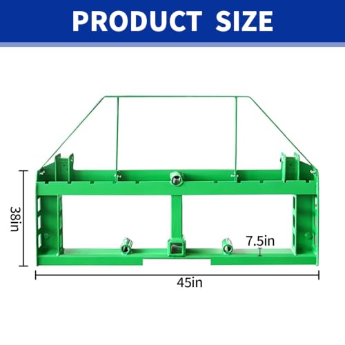 4000 LBS Rated Pallet Fork Attachment, 45" Quick Attach Frame with 48" Fork Blades, 3 Spear Sleeves & 2" Hitch Receiver, Heavy Duty Fork Set Compatible with John Deere Tractor Loaders
