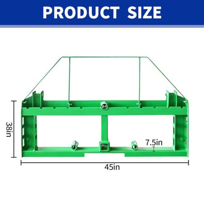 4000 LBS Rated Pallet Fork Attachment, 45" Quick Attach Frame with 48" Fork Blades, 3 Spear Sleeves & 2" Hitch Receiver, Heavy Duty Fork Set Compatible with John Deere Tractor Loaders