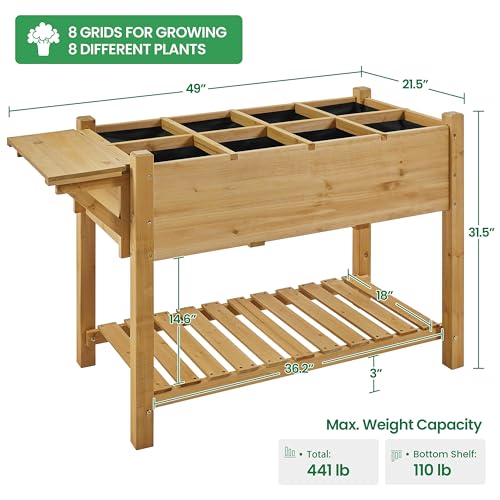 Yaheetech Herb Garden Planter Outdoor Wood Standing Garden Bed,Light Brown - color: Light Brown