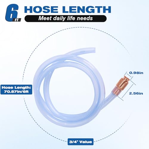 Wadoy 3/4" Siphon Hose 6FT Shaker Siphon Pump for Gasoline Water Transfer - size: 1