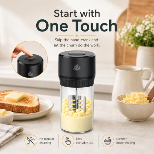 IFOLO One-Touch Electric Butter Churner with Borosilicate Jar - color: Clear