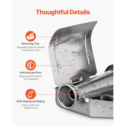 VBENLEM 110V Electric Tomato Strainer 370W Commercial Grade Tomato Milling Machine Stainless Steel Tomato Press and Strainer 90-160 Kg/H Pure Copper Motor Food Strainer and Sauce Maker