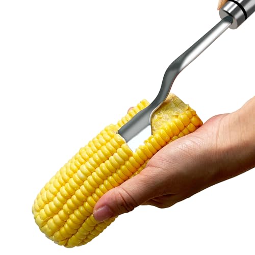 Long Handle Corn Peeler, Stainless Steel Corn Cob Stripper & Curved Blade - size: Long Handle