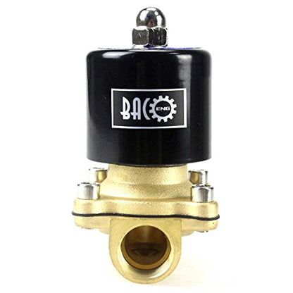BACOENG 1/2" DC12V Electric Solenoid Valve (NPT, Brass, Normally Closed) - size: 1/2"NPT-Brass