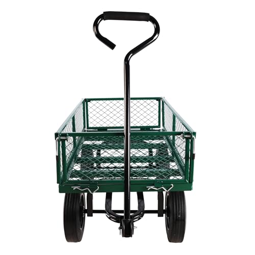 Wagon Removable Side, can be Used for Farm, Warehouse, etc. Garden car, Solid Wheels (Green Solid Wheels) - color: Green Solid Wheels