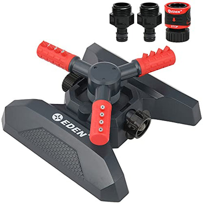 Eden 94120 Automatic Rotating Lawn and Garden Sprinkler for Yard, Large Area Coverage W/Quick Connect Starter Set, Weighted Base - style: On Weighted Base