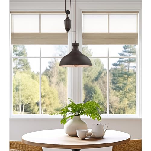 Kira Home Sequoia 13" Large Industrial Farmhouse Pulley Pendant Light