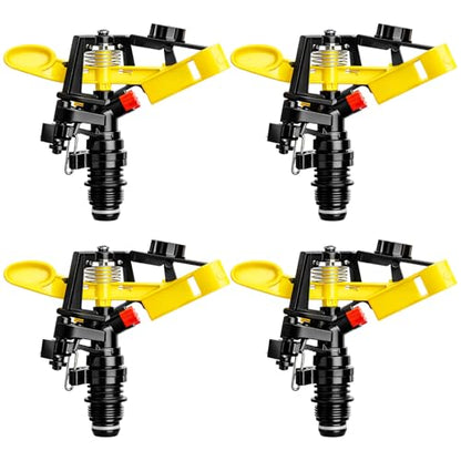 Honoson 1/2 Inch Plastic Impact Sprinklers Heads Adjustable 0-360 Degree Pulsating Oscillating Watering Sprinkler Head for Garden Law Grass Yard Irrigation Supplies(4 Pcs,Yellow) - color: Yellow