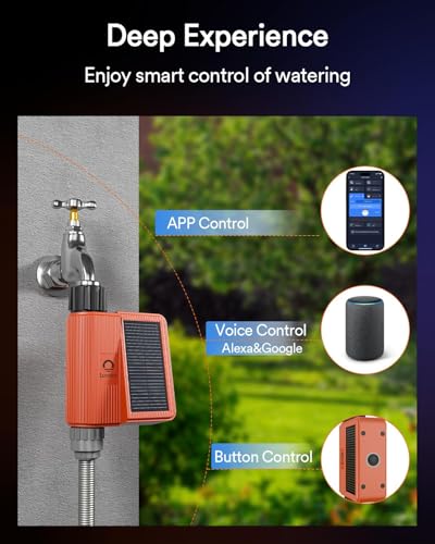 Lumary Smart Solar WiFi Sprinkler Timer with Flow Monitor, No Need Hub