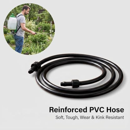 Thickened PVC replacement hose for backpack sprayers, garden water pump outlet hose, replacement for Ryobi replacement trigger spray gun hose, 59-inch long, black