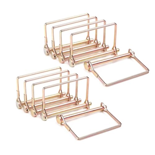 10 Pack 1/4x4 Inch Trailer Coupler Pin Heavy Duty Wire Lock Pin PTO Shaft Locking Hitch Pin Safety Towing Hitch Pin Trailer Accessories for Farm Trailers Wagons Lawn Garden (Gold) - color: Gold