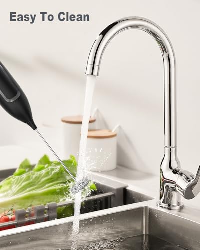 Milk Frother Handheld Battery, Electric Foam Maker Frother Wand, Drink Mixer with Stainless Steel Whisk for Coffee, Matcha, Lattes, Cappuccino Black - color: No Stand