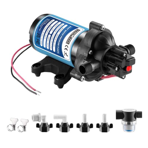 WASSERMANN 110V AC Water Diaphragm Pump,4.5GPM 55PSI 1/2" NPSM,Self-Priming Fresh Water Pressure Booster Pump,Pressure Switch, for Garden Kitchen Bathroom RV Marine Camper - color: Blue9