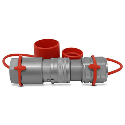 Summit Hydraulics 1/2" Skid Steer Flat Face Hydraulic Quick Connect Couplers/Couplings Set w/Dust Caps, 2 Sets - size: 2 Set