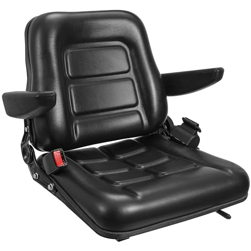 Tractor Seat, Forklift Seat, Universal Replacement, For Lawn Mower, Backhoe - color: Black
