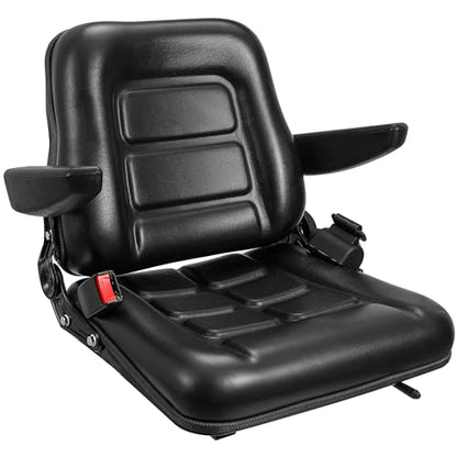 Tractor Seat, Forklift Seat, Universal Replacement, For Lawn Mower, Backhoe - color: Black