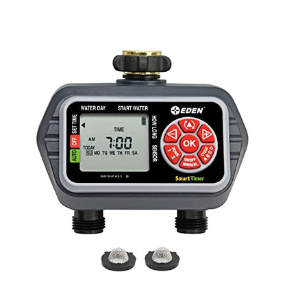 Eden 93412 Programmable Digital Water Timer 2-Zone, Compatible with Wireless Soil Moisture Sensor - size: 2 Zone