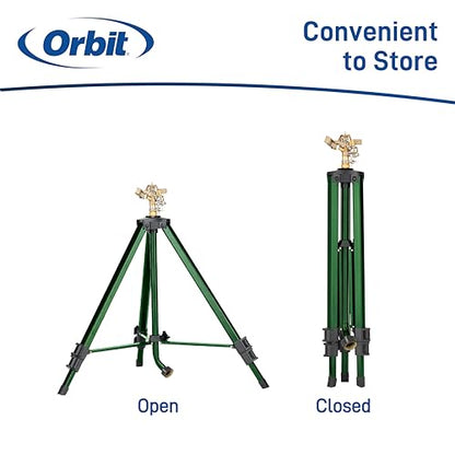 Orbit 58308Z Brass Impact Sprinkler on Tripod Base - Heavy-Duty Brass Sprinklers on Tripod.