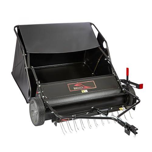 Brinly 42" Tow-Behind Combo Lawn Sweeper with Dethatcher and Hamper Windscreen - size: 42"