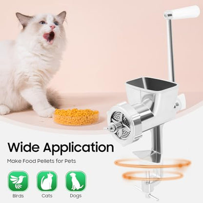 8mm Animal Pellet Feed Mill Machine, Manual Animal Food Milling Pellet Making, 0.9kg Small Size Household w/5 Different Pellet Plates, 4* Blades,Fixing Screw Stainless Steel Feeder for Pets